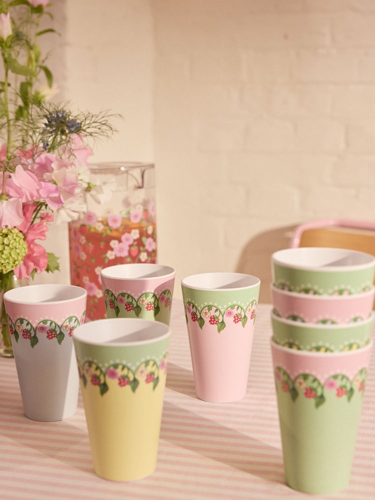 Cath Kidston Strawberry Melamine Picnic Tumblers 8 Pack - Image 2 of 5