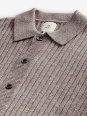 Nevtralno - Regular Fit Premium Lambswool Blend Rib Texture Button Through Jumper - Slika 8 iz 8