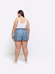 River Island Blue Curve Denim Casual Relaxed Shorts - Image 2 of 4