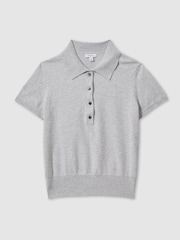 Reiss Grey Polly Cotton Blend Polo Shirt - Image 2 of 5