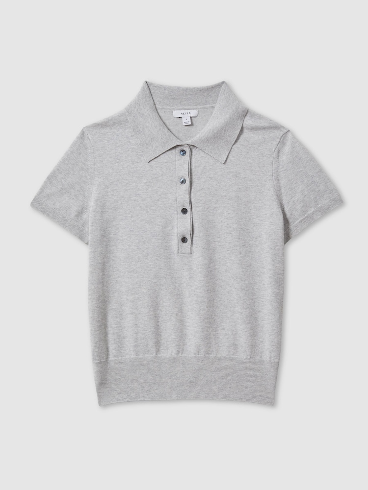 Reiss Grey Polly Cotton Blend Polo Shirt - Image 2 of 5