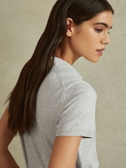 Reiss Grey Polly Cotton Blend Polo Shirt - Image 4 of 5