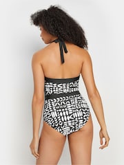 M&Co Black Print Monotone Halter Swimsuit - Image 4 of 8