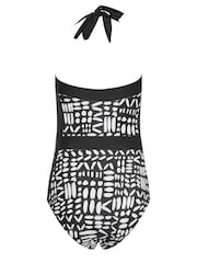 M&Co Black Print Monotone Halter Swimsuit - Image 8 of 8