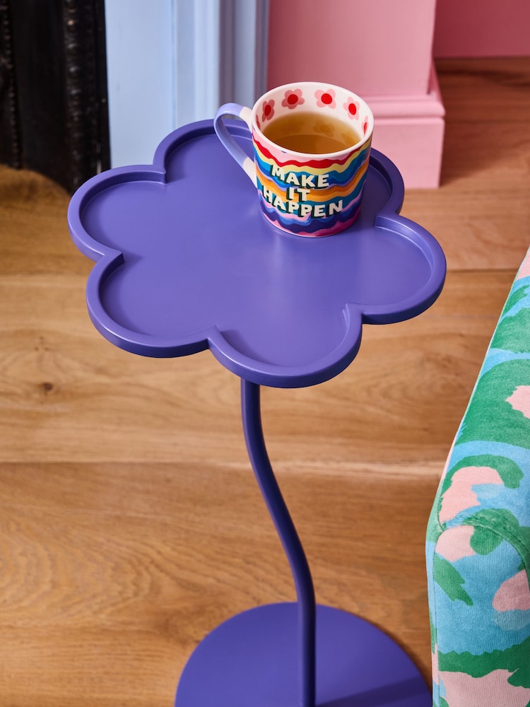 Eleanor Bowmer Purple Flower Side Table - Image 2 of 4