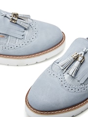 Moda in Pelle Blue Eilani Brogue Detail Eva Wedge Loafers - Image 4 of 4