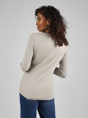 JoJo Maman Bébé Marl Grey Popper Front Jersey Maternity Top - Image 2 of 4