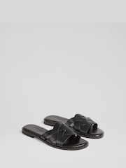 LK Bennett Black Leather Amara Flat Sliders - Image 1 of 4