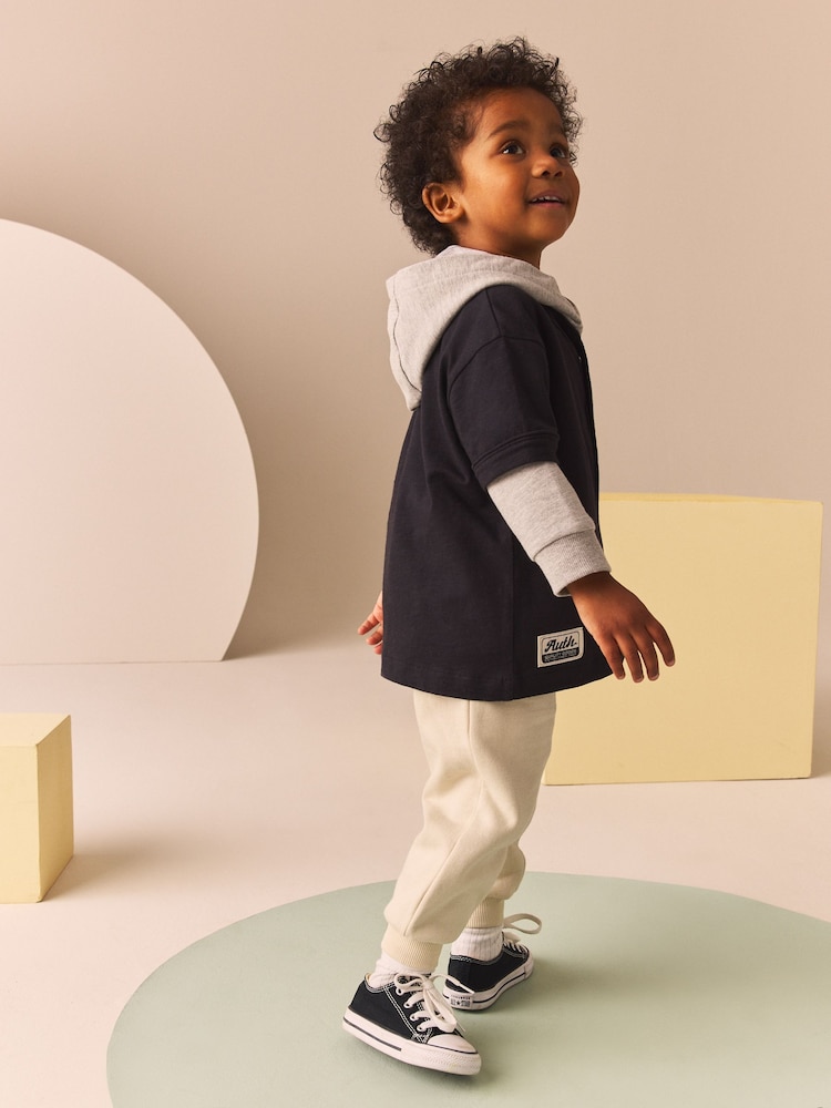 Black/White Varsity Hoodie and Joggers Set (3mths-7yrs) - Image 2 of 6