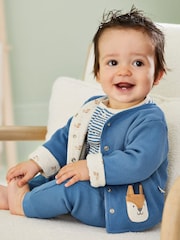 JoJo Maman Bébé Denim Baby Fox Velour Set 3 Piece - Image 1 of 11