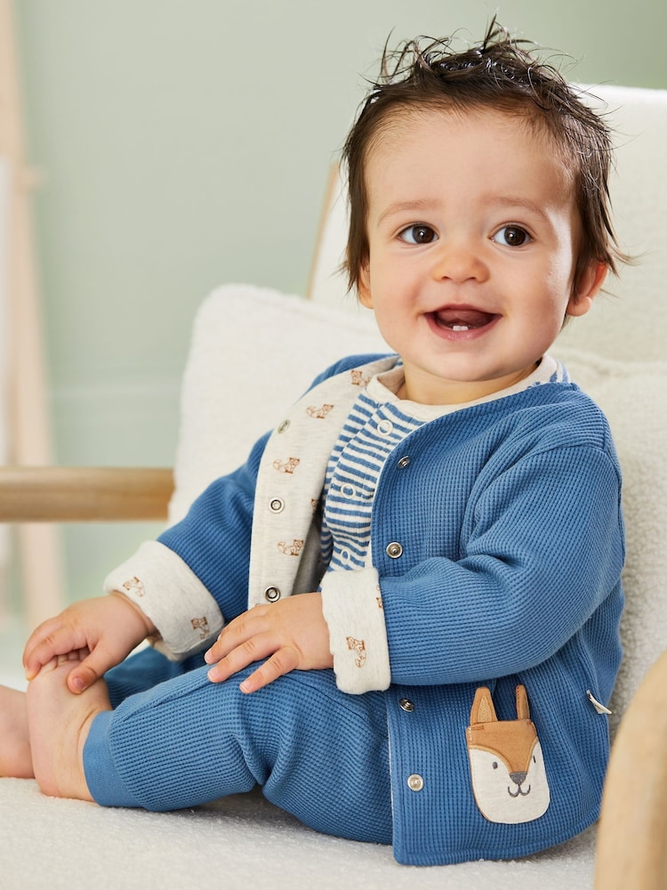 JoJo Maman Bébé Denim Baby Fox Velour Set 3 Piece - Image 1 of 11