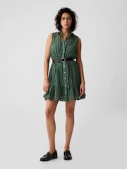 Gap Green Eyelet Tiered Mini Dress - Image 1 of 5