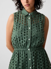 Gap Green Eyelet Tiered Mini Dress - Image 4 of 5