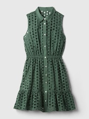 Gap Green Eyelet Tiered Mini Dress - Image 5 of 5