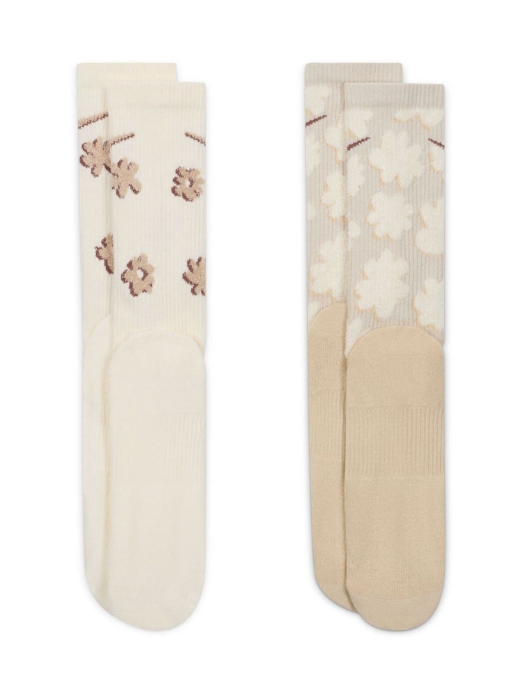 Nike Neutral Everyday Plus Flower Cushioned Crew Socks 2 Pack - Image 2 of 4