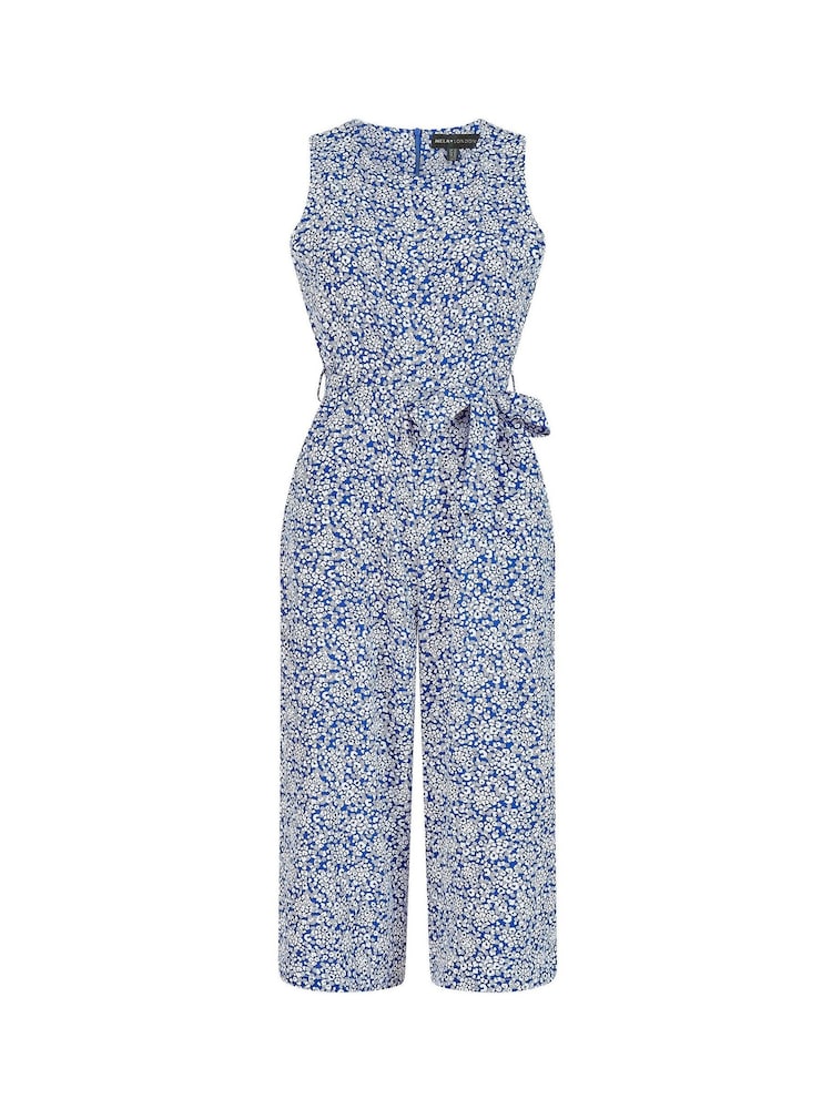 Mela Blue Ditsy Floral Print Culotte Jumpsuit - Image 4 of 4