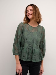 Kaffe Green Paula Lace 3/4 Sleeve Blouse - Image 1 of 6