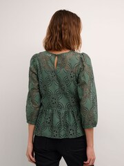 Kaffe Green Paula Lace 3/4 Sleeve Blouse - Image 2 of 6