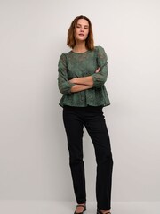 Kaffe Green Paula Lace 3/4 Sleeve Blouse - Image 3 of 6