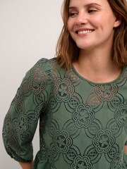 Kaffe Green Paula Lace 3/4 Sleeve Blouse - Image 4 of 6