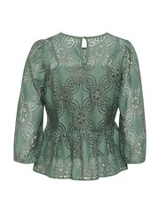 Kaffe Green Paula Lace 3/4 Sleeve Blouse - Image 6 of 6