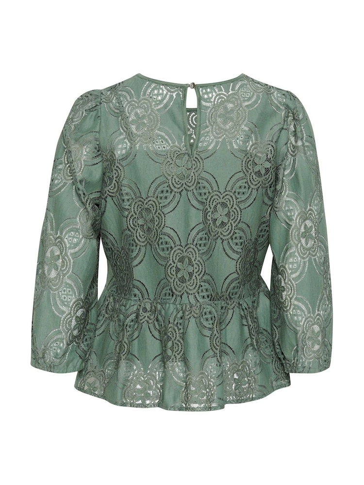 Kaffe Green Paula Lace 3/4 Sleeve Blouse - Image 6 of 6