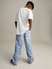 Blue All-Over Skull Denim 100% Cotton Jeans (3-16yrs) - Image 3 of 8