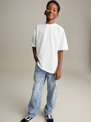 Blue All-Over Skull Denim 100% Cotton Jeans (3-16yrs) - Image 4 of 8