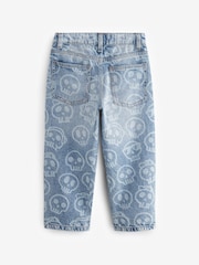 Blue All-Over Skull Denim 100% Cotton Jeans (3-16yrs) - Image 6 of 8
