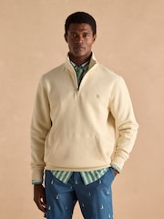 Joules Jenkins Cream Brushed Cotton Quarter Zip Sweatshirt - Image 1 of 8