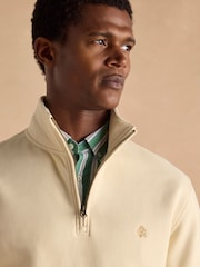Joules Jenkins Cream Brushed Cotton Quarter Zip Sweatshirt - Image 4 of 8