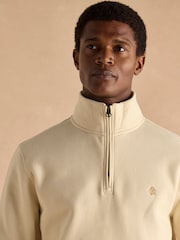 Joules Jenkins Cream Brushed Cotton Quarter Zip Sweatshirt - Image 6 of 8