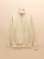 Joules Jenkins Cream Brushed Cotton Quarter Zip Sweatshirt - Image 8 of 8
