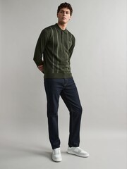 Fred Perry Vertical Stripe Knitted Polo Shirt - Image 3 of 7