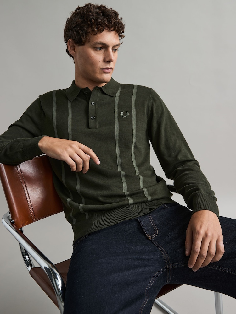 Buy Fred Perry Vertical Stripe Knitted Polo Shirt from Next Oman