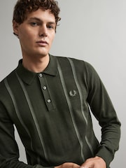 Fred Perry Vertical Stripe Knitted Polo Shirt - Image 5 of 7