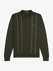 Fred Perry Vertical Stripe Knitted Polo Shirt - Image 6 of 7