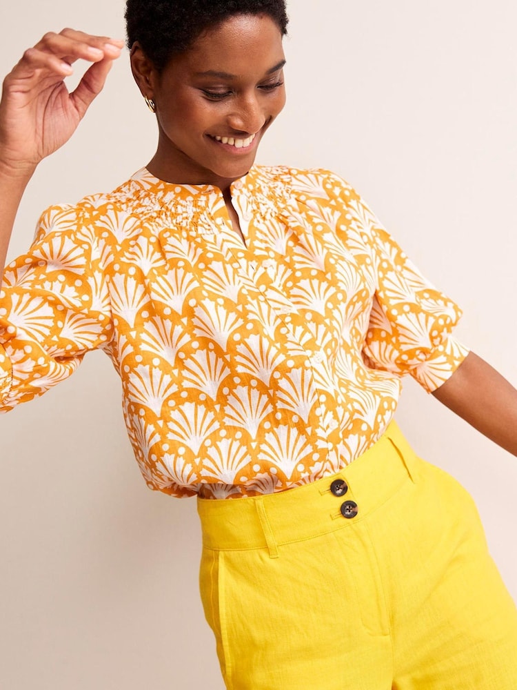Boden Yellow Ada Linen Top - Image 1 of 5