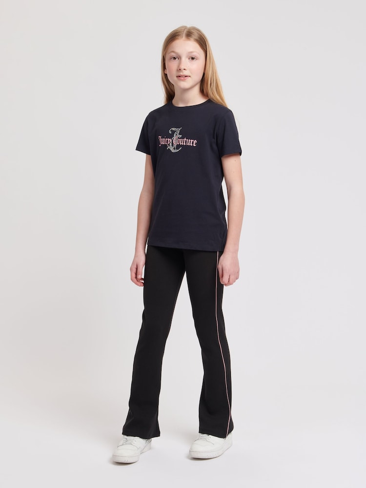 Juicy Couture Blue Girls Classic Fit 100% Cotton Diamanté T-Shirt - Image 2 of 7