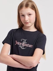 Juicy Couture Blue Girls Classic Fit 100% Cotton Diamanté T-Shirt - Image 3 of 7