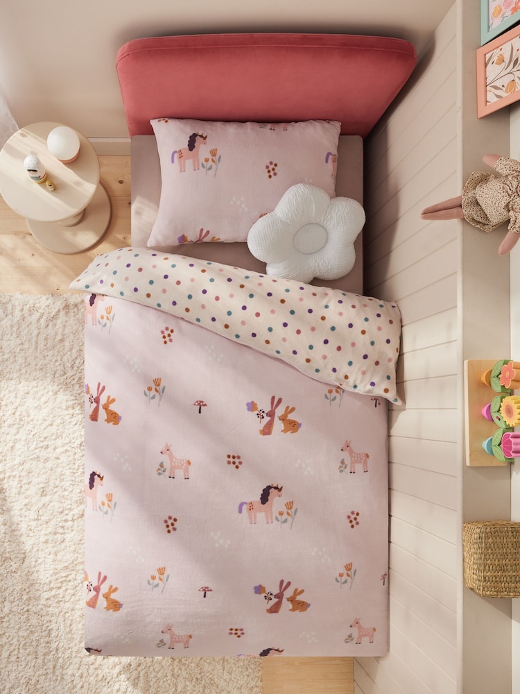 Fleece Unicorn Duvet Cover and Pillowcase Set - Image 3 of 9