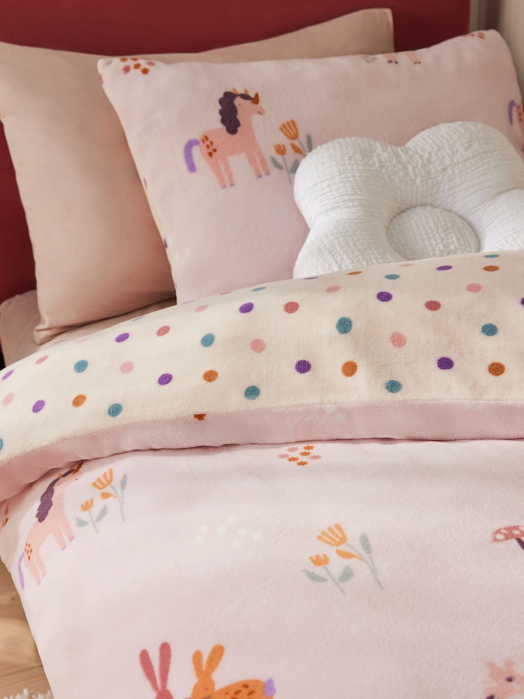 Fleece Unicorn Duvet Cover and Pillowcase Set - Image 5 of 9