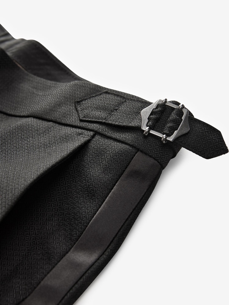 Noir - Slim Fit (Slim Fit) - Pantalons de smoking à détail de bande ajustable - Image 3 of 10