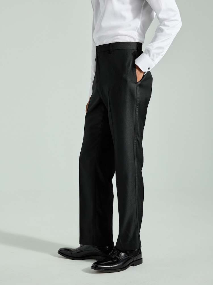 Noir - Slim Fit (Slim Fit) - Pantalons de smoking à détail de bande ajustable - Image 5 of 10