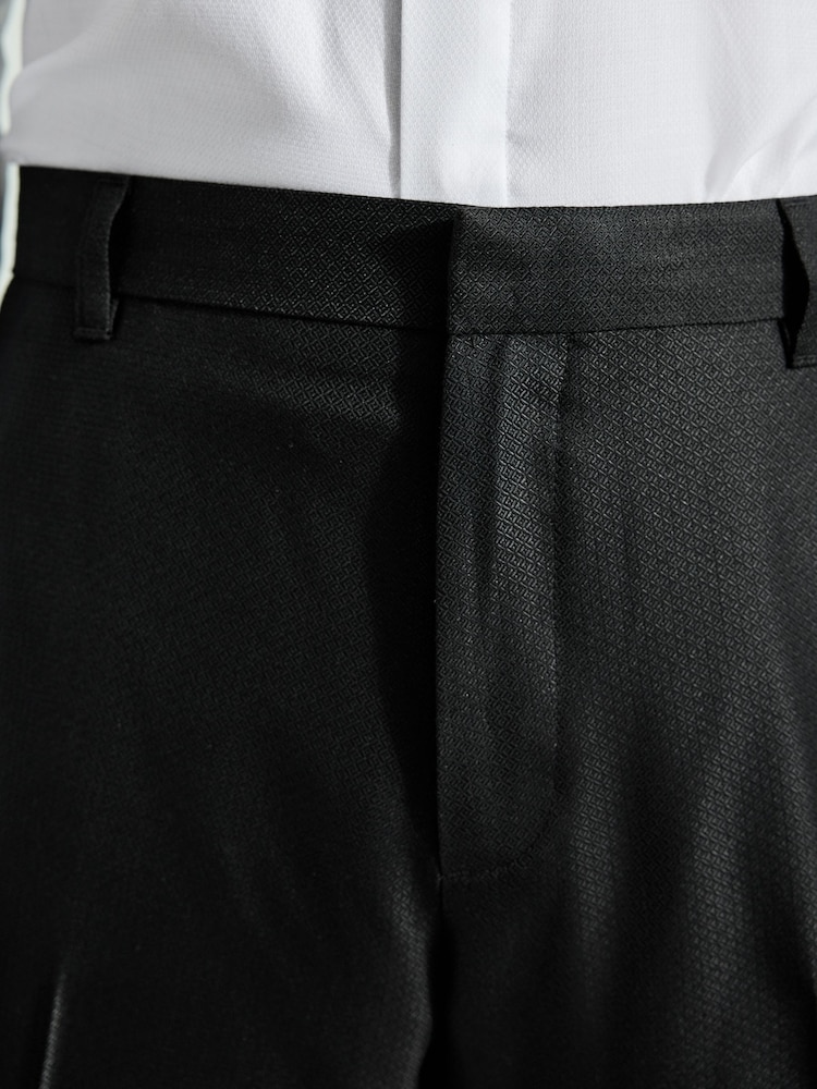 Noir - Slim Fit (Slim Fit) - Pantalons de smoking à détail de bande ajustable - Image 6 of 10