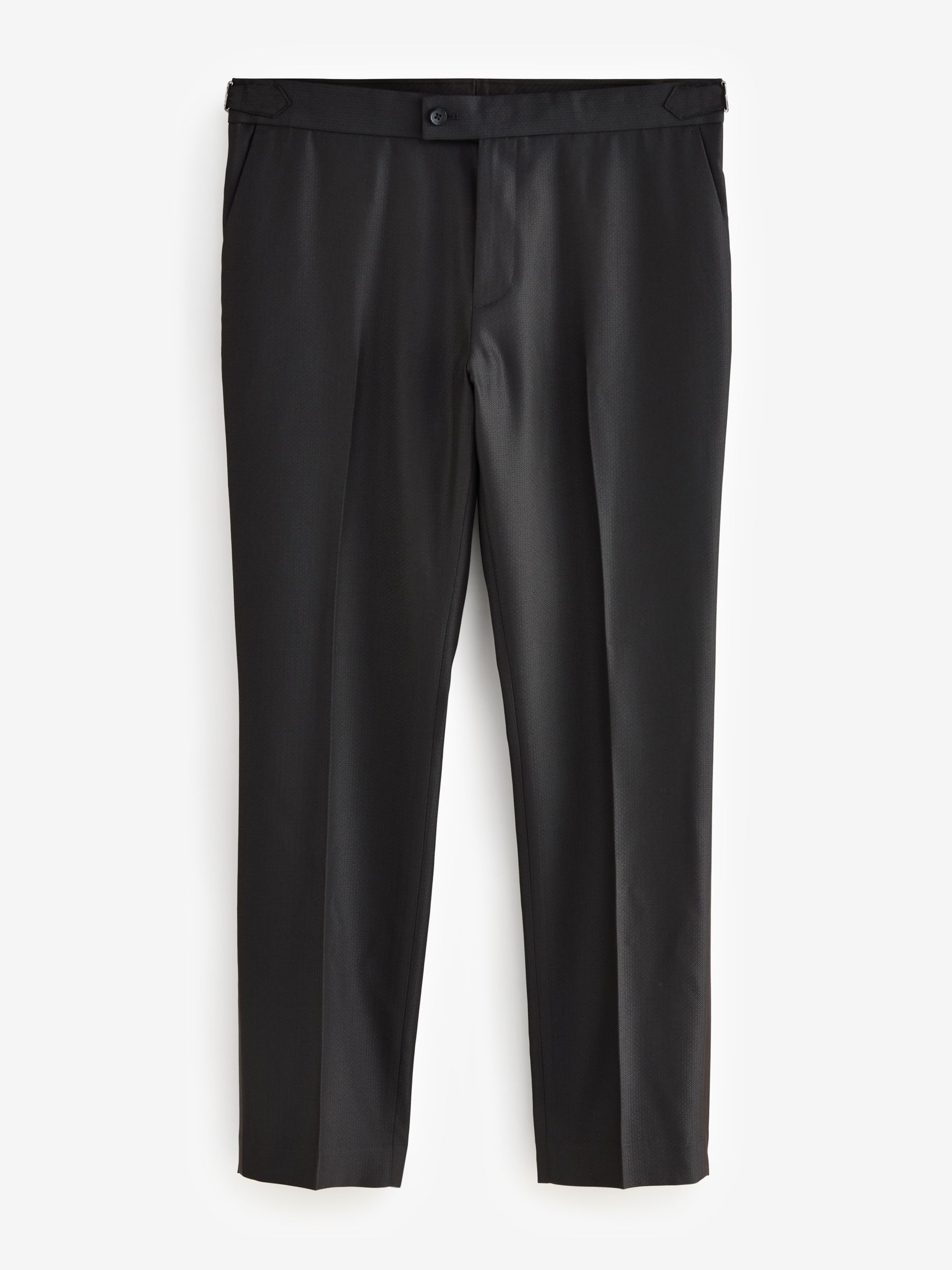 Buy Black Slim Fit Adjustable Tape Detail Tuxedo Trousers