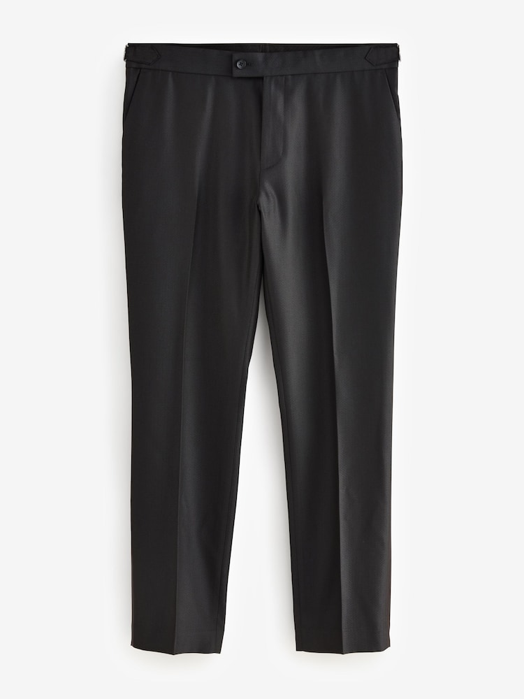 Noir - Slim Fit (Slim Fit) - Pantalons de smoking à détail de bande ajustable - Image 7 of 10