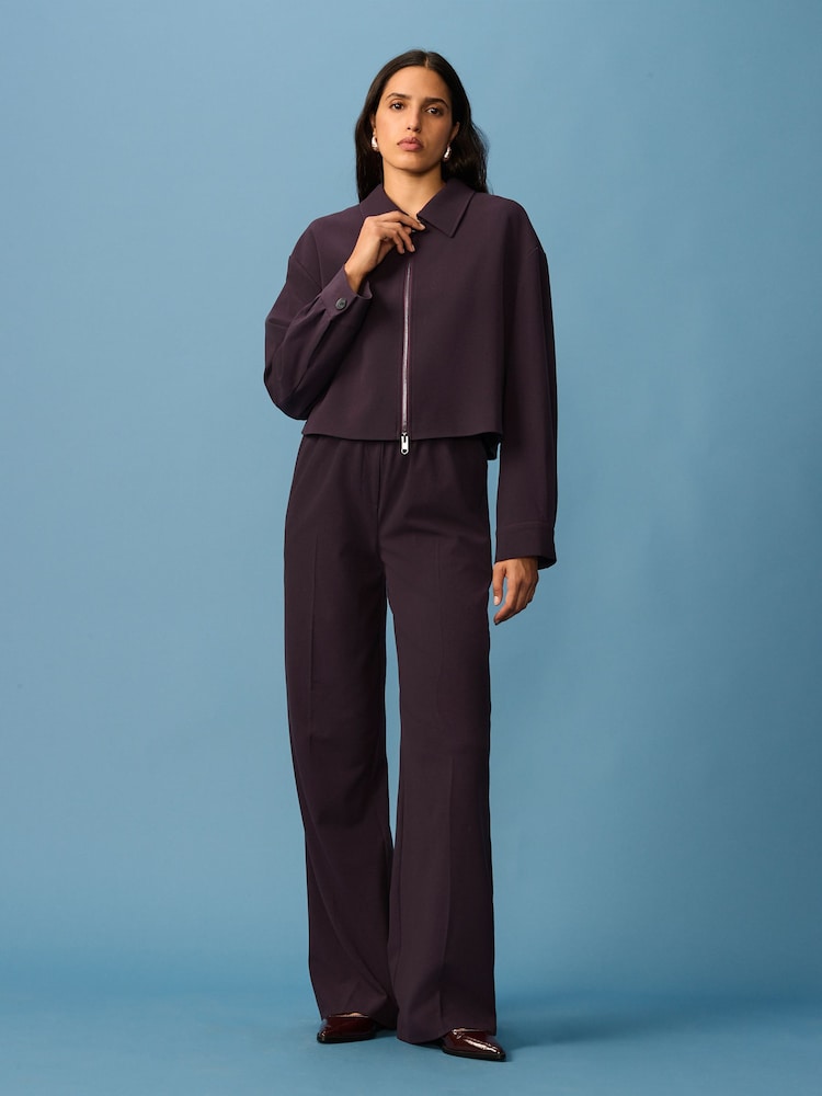 Burgundy Double Zip Tailored Jacket - Image 2 of 9
