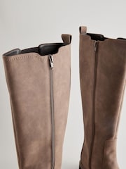 Chocolate Brown Extra Wide Fit Forever Comfort® Knee High Buckle Chelsea Boots - Image 6 of 7