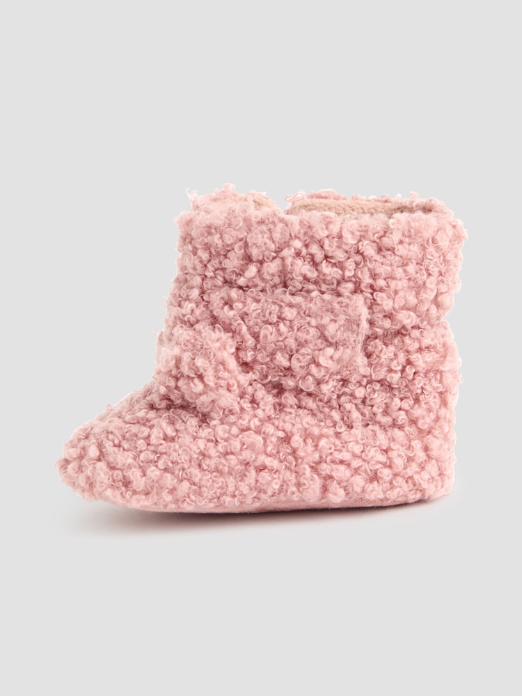 JoJo Maman Bébé Dusty Pink Borg Booties - Image 4 of 4 JoJo Maman Bébé Dusty Pink Borg Booties - Image 4 of 4